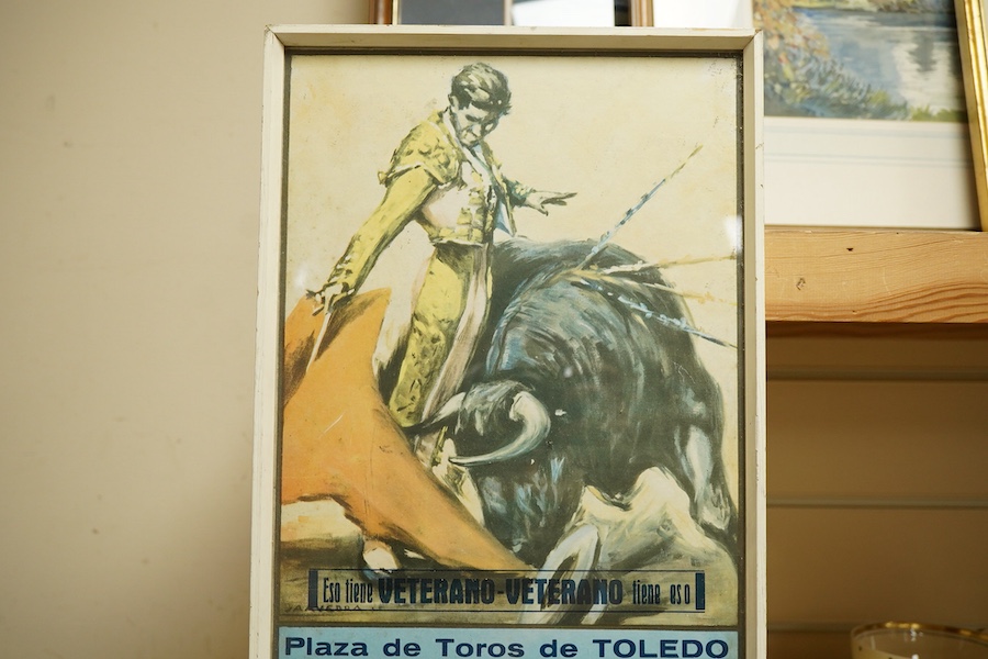 Plaza de Toros de Toledo, bull fighting framed poster, 44cm high